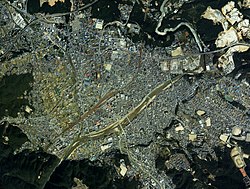 Tajimi city center area Aerial photograph.1987